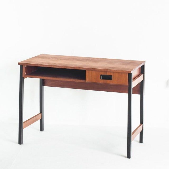 Vintage One-Drawer Desk in Mahogany Veneer and Beech, 1950s For Sale - Image 11 of 11