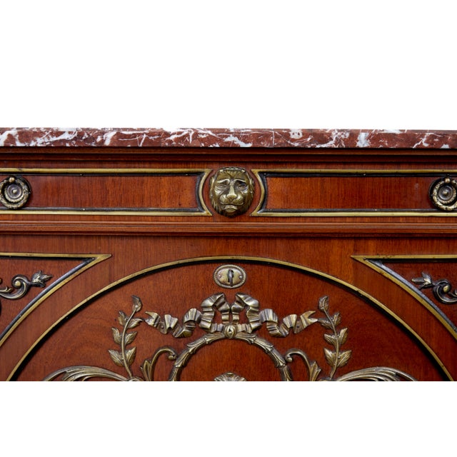 Mid-Century Ornate Mahogany Marble Top Chest of Drawers, 1960 For Sale - Image 4 of 11
