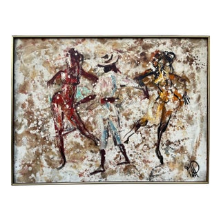 Abstract Mid Century Modern Original Oil Painting on Canvas, Framed and Signed by the Artist. Circa 1960s For Sale