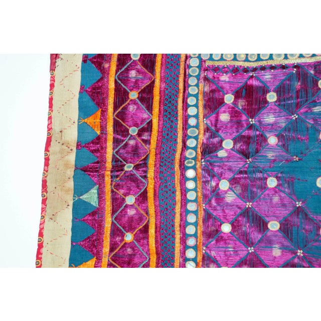 Early 20th Century Vintage Banjara Ethnic Embroidered Chaakla With Mirrors, Wall Hanging, India For Sale - Image 5 of 13