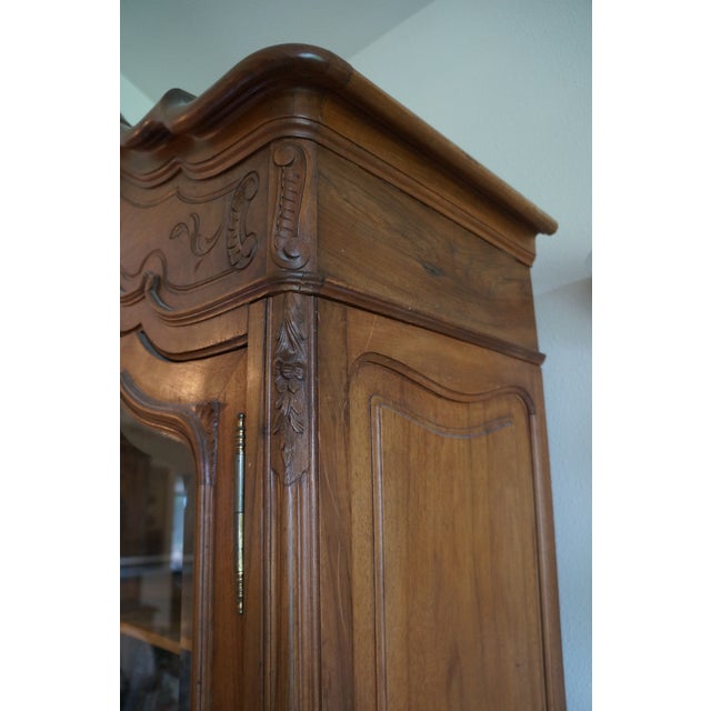 Antique French Rococo Glass Door Armoire For Sale - Image 4 of 11