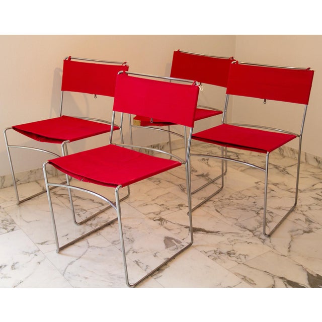 Vintage Red Delfina Chairs by Enzo Mari for Driade, 1980, Set of 4 For Sale - Image 16 of 16