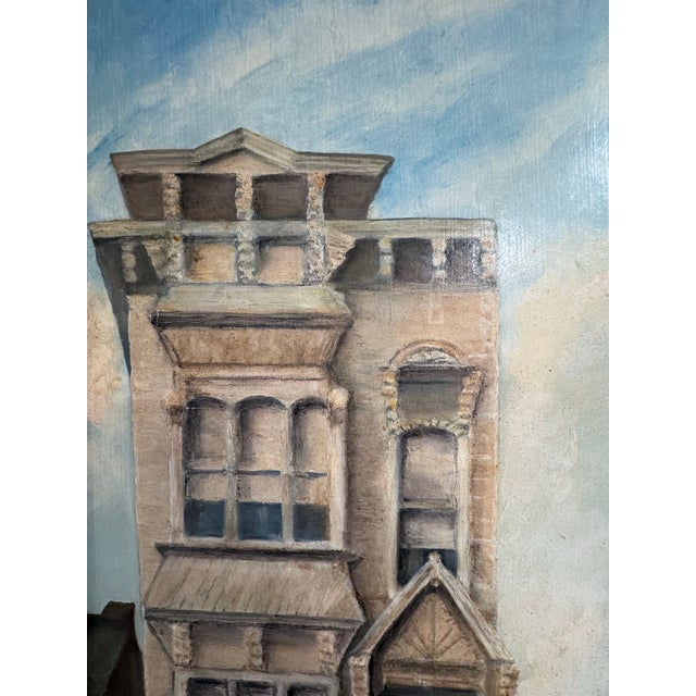 Victorian Vintage Signed Oil Painting of a San Francisco–Style Victorian House For Sale - Image 3 of 5