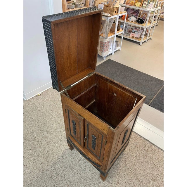 1970s Vintage Dutch Colonial Style Cabinet With Carved Wood Accents For Sale In Seattle - Image 6 of 11