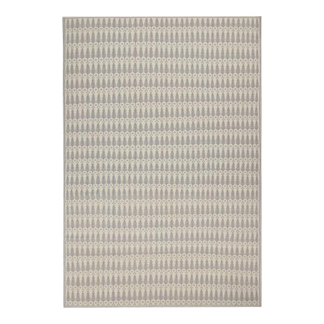 Rug & Kilim’s Zilu Style Kilim in White With Gray Floral Pattern For Sale