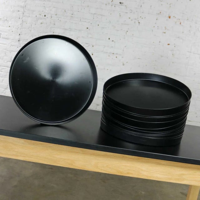 1970s Mid Century Modern Trays Round Black Plastic Splatter Platters by Sabe’s - 12 pcs For Sale - Image 6 of 11