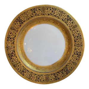 Bavarian China Dinner Plates with Raised 24 Carat Gold - Set of 12