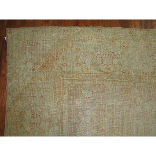 Worn Pale Peach Large Antique Turkish Oushak Rug For Sale - Image 4 of 6