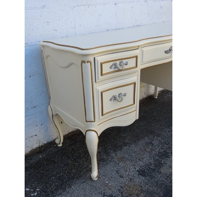 Bassett Furniture Bassett French Shabby Chic Painted Vanity Writing Desk 6237 For Sale - Image 4 of 18