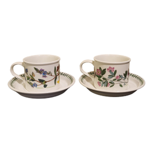 1980s Portmeirion Botanic Garden Tea Cups With Under Plates- 4 Pieces