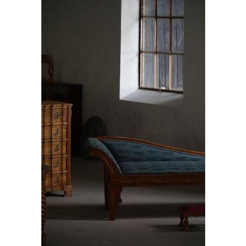 Art Nouveau Danish Chaise Lounge in Oak & Lisa Larson Mikey Upholstery, 1920s For Sale - Image 15 of 18