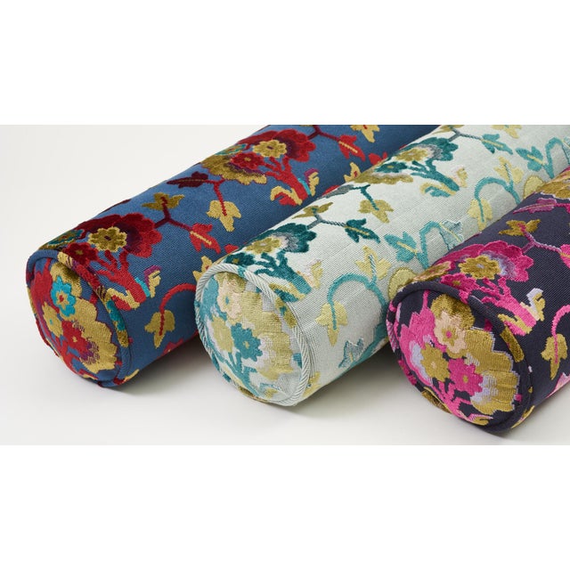 Not Yet Made - Made To Order Schumacher Jennie Velvet Bolster Pillow in Peacock & Celadon For Sale - Image 5 of 9