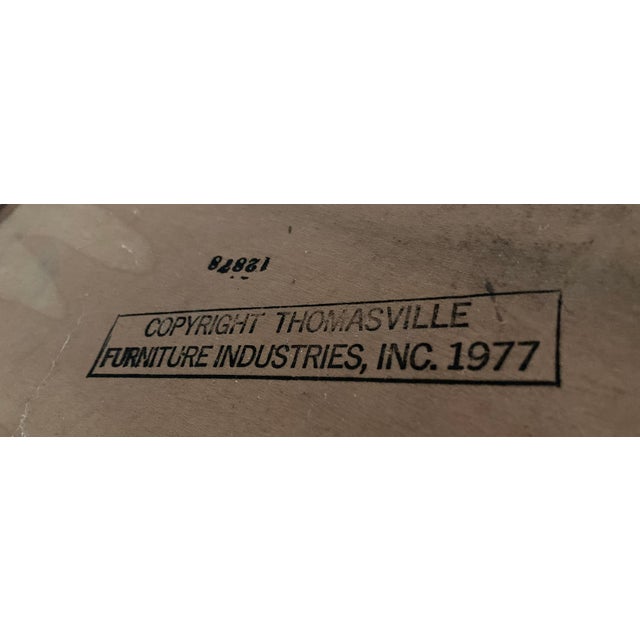 Vintage Thomasville Mahogany Coffee Table With Pedestal Base and Marquetry Top For Sale - Image 9 of 11