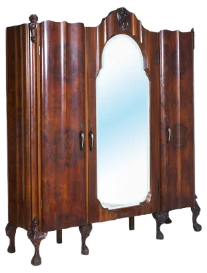 Large Antique Baroque Style Italian Hand Carved Walnut and Briar Cabinet from Testolini e Salviati