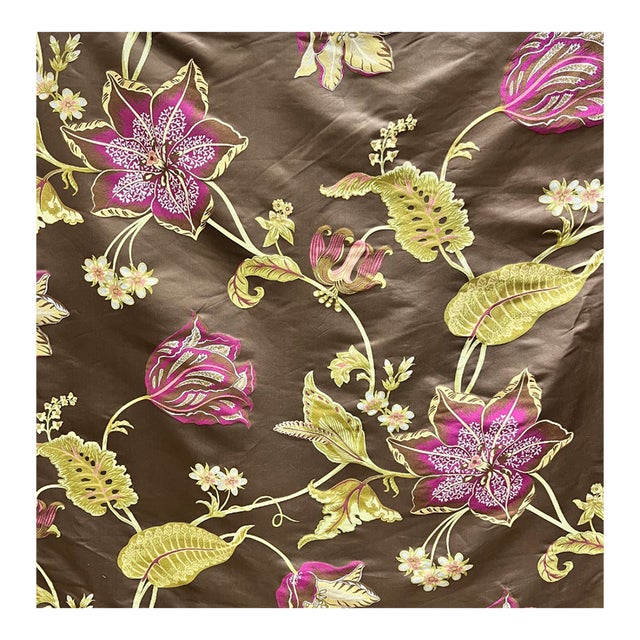 Silk Upholstery Fabric Large Scale Made in India 2 Yards For Sale