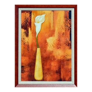 Mid Century Modern Calla Lily in Bloom Still-Life by Agnes Stoklosa For Sale