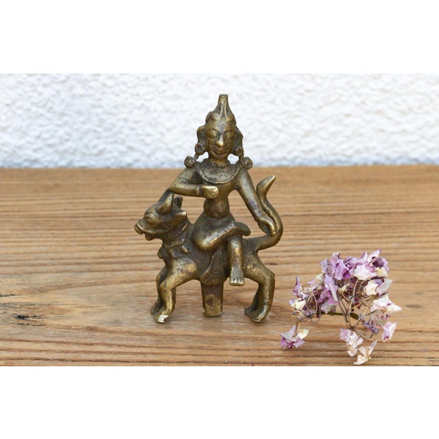 Metal Antique Bronze Deity Figure on Nandi Bull For Sale - Image 7 of 7