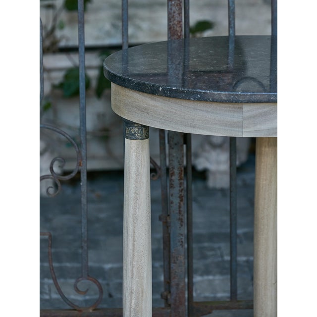 Gray French Empire Style 19th Century Bleached Table with Marble Top and Column Legs For Sale - Image 8 of 12