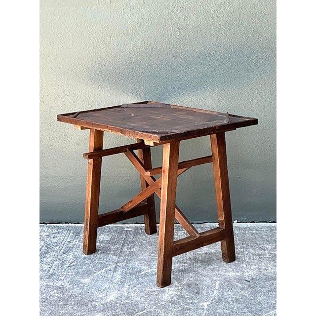 Vintage Primitive Side Table For Sale - Image 9 of 12