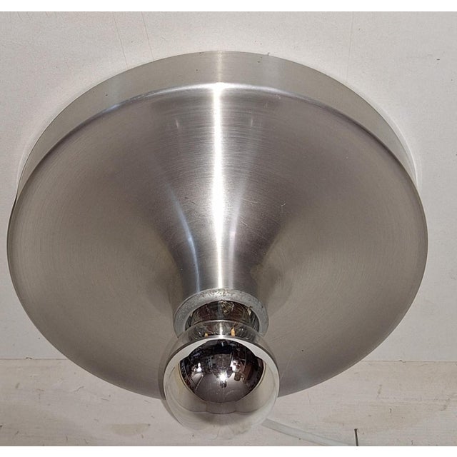 Vintage Minimalist Disc Ceiling Lamp in Aluminum, 1970s For Sale - Image 4 of 7