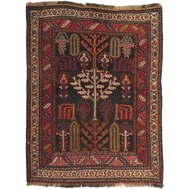 Early 20th Century Antique Persian Shiraz Tree of Life Rug, 4'00 X 5'00 For Sale - Image 9 of 9