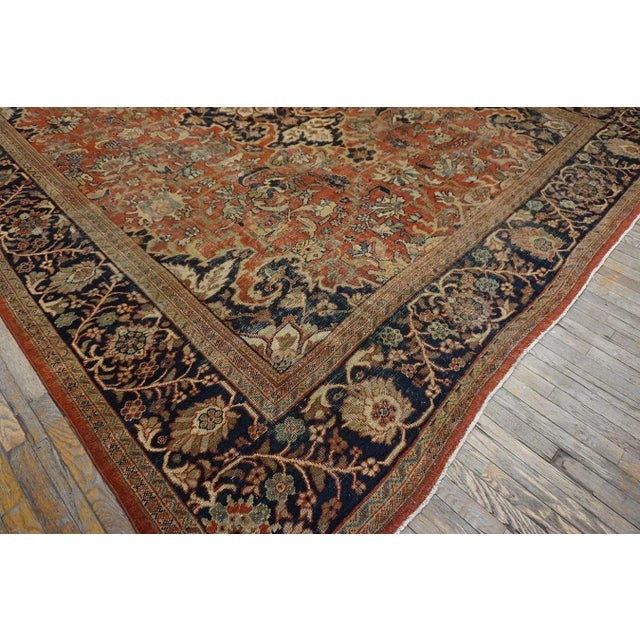 Great Red Rust Color With Medallion Floral Patters Desing Century Persian Sultanabad Rug For Sale - Image 12 of 12