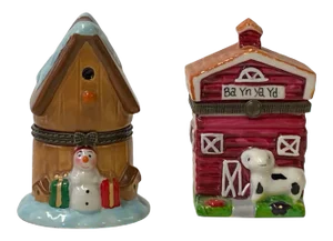 Holiday Christmas Theme Characters Shape Porcelain Small Box Containers Ws1700AS