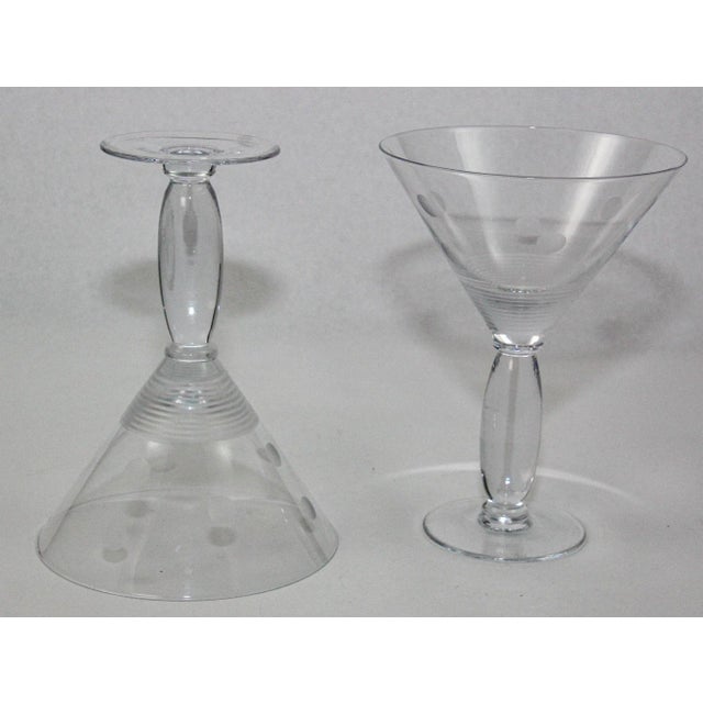 Transparent Royal Doulton Martini Crystal Etched Glasses Set of 2 Vintage Cocktail Barware For Sale - Image 8 of 12