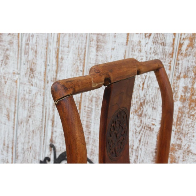 Blue Antique Carved Elm Wood Chinese Chair For Sale - Image 8 of 13