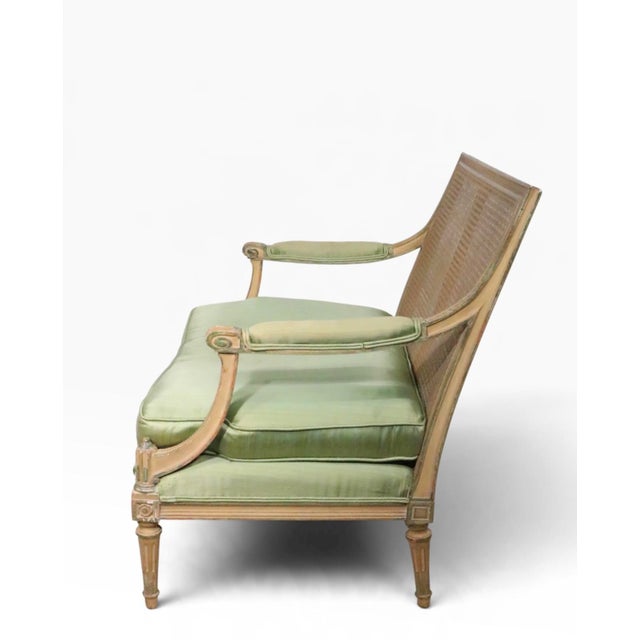 Vintage French Style Caned Back Settee For Sale - Image 12 of 15