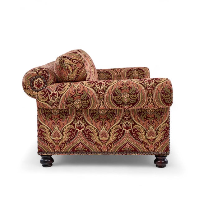 Brown George Smith Roll Arm Sofa For Sale - Image 8 of 10