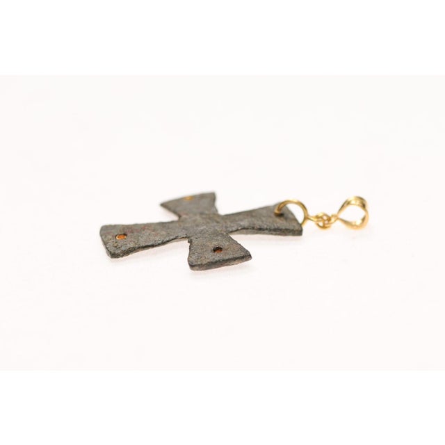 A Byzantine Bronze Cross with 21K Accents For Sale - Image 4 of 12