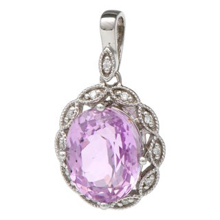 14KW Kunzite(2.10) & Diamond Halo Pendant For Sale
