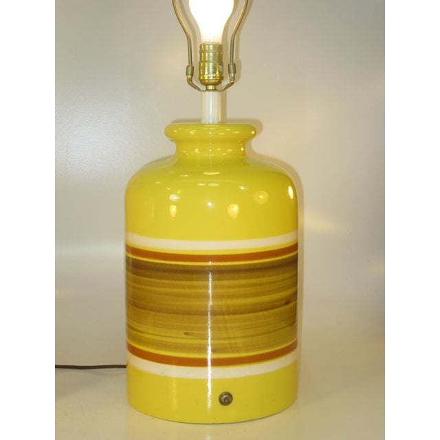 Ceramic Vintage Mid Century Modern Ceramic Art Pottery Retro Yellow Large Table Lamps - a Pair For Sale - Image 7 of 16