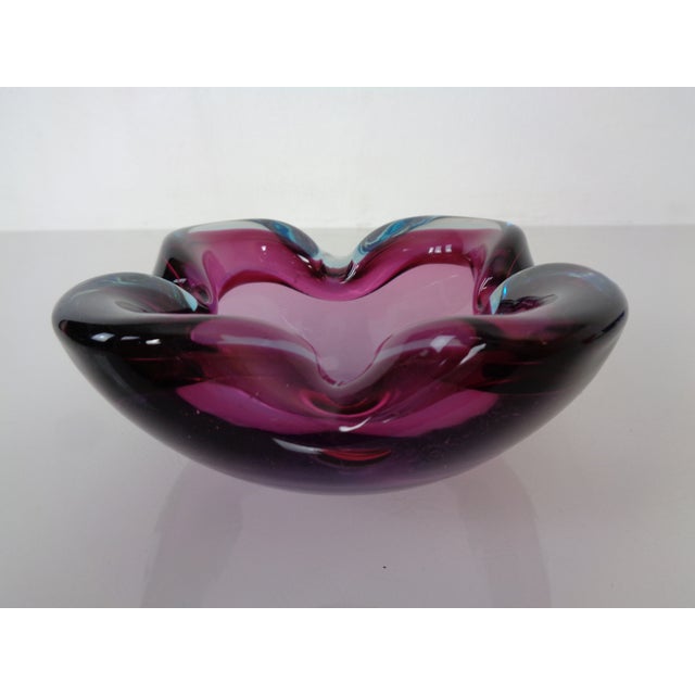 Purple & Turquoise Sommerso Murano Glass Bowl, Italy, 1960s For Sale - Image 6 of 13