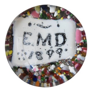 Antique Blown Glass Paperweight With Year and Initials, Circa 1899 For Sale