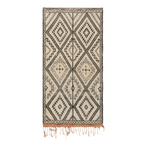 Vintage Moroccan Runner Rug in Beige, With Diamond Medallions, From Rug & Kilim