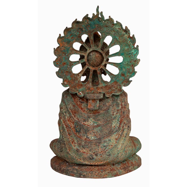 A Lovely Vintage Metal Buddha Statue with oxidized green patina.