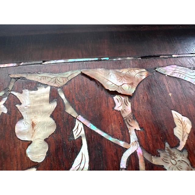 Late 20th Century Antique Vietnamese Mother-of-Pearl Inlaid Hardwood Tray, C. 1880–1920 For Sale - Image 5 of 15