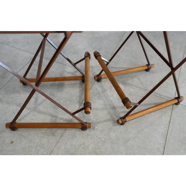 1970s X-Frame Bar Stools – Attributed To Cleo Baldon for Terra of California Pair For Sale - Image 10 of 14