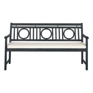Charlie 3 Seat Bench in Dark Slate Grey & Beige For Sale