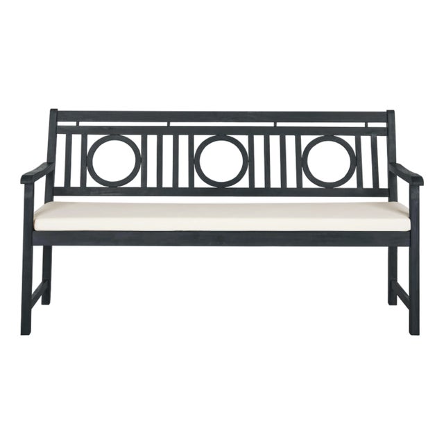 Charlie 3 Seat Bench in Dark Slate Grey & Beige For Sale