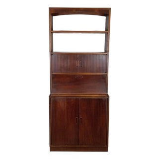 1960s Walnut MCM Secretary Bookcase, Drop-Front Desk, Modular For Sale
