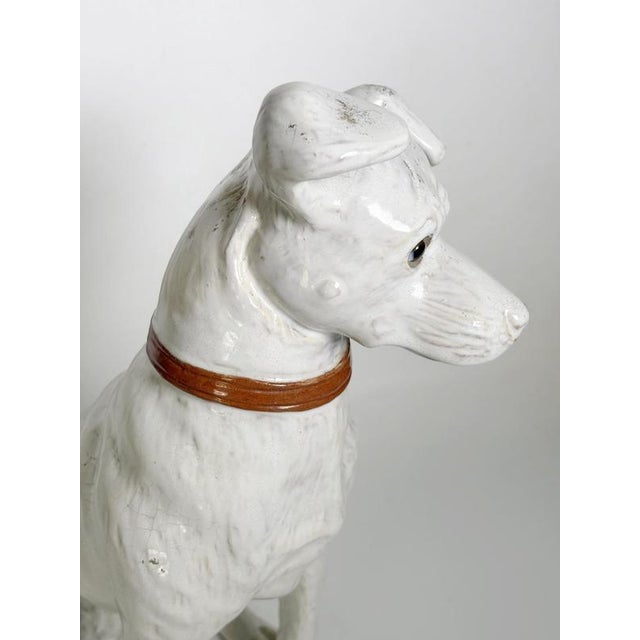 White Glazed Ceramic Dog Sculpture, France, 1970s For Sale - Image 10 of 16