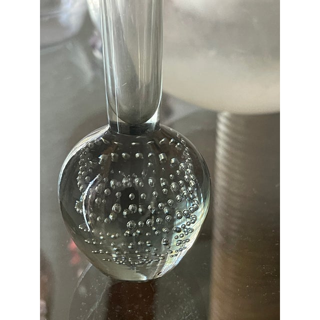 Vintage controlled bubbles glass bud vase. Collectible glass.