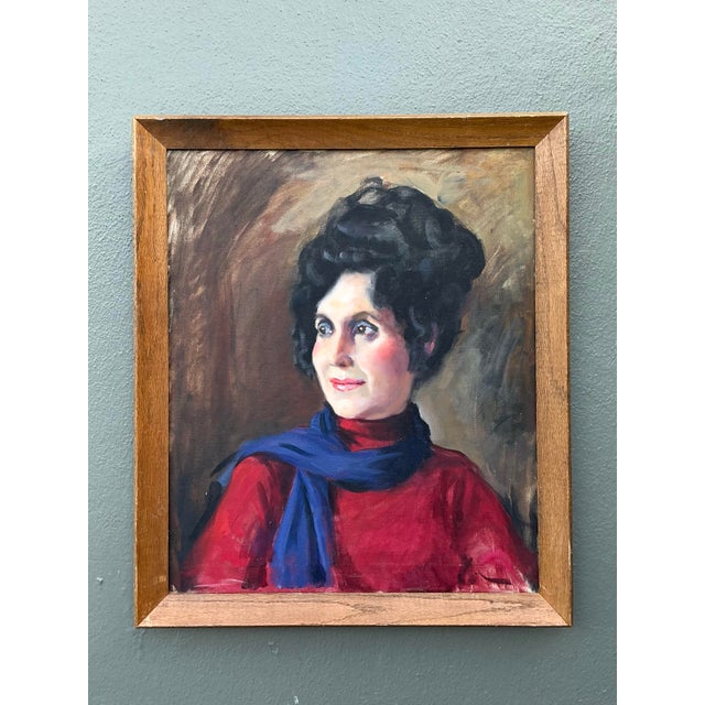 Vintage Original Oil Portrait on Canvas For Sale - Image 11 of 12