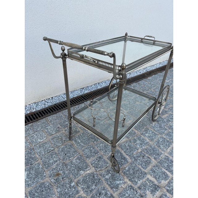 Maison Jansen Silver Jansen Rolling Serving Cart by Maison Jansen For Sale - Image 4 of 13