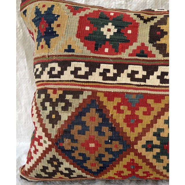 Antique Tribal Ghasghai Pillow 23" x 14", Authentic Early-19th Century Tribal Piece
