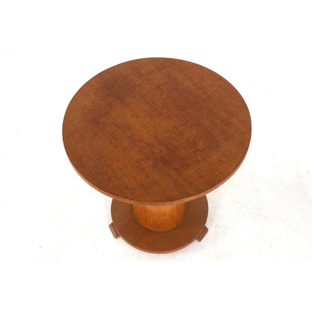 This characterful Art Deco pedestal side table is a beautiful example of Dutch craftsmanship from the 1930s. The design...