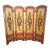 Antique Italian Floral Scarlet & Black Venetian Painted 4 Panel Folding Screen For Sale